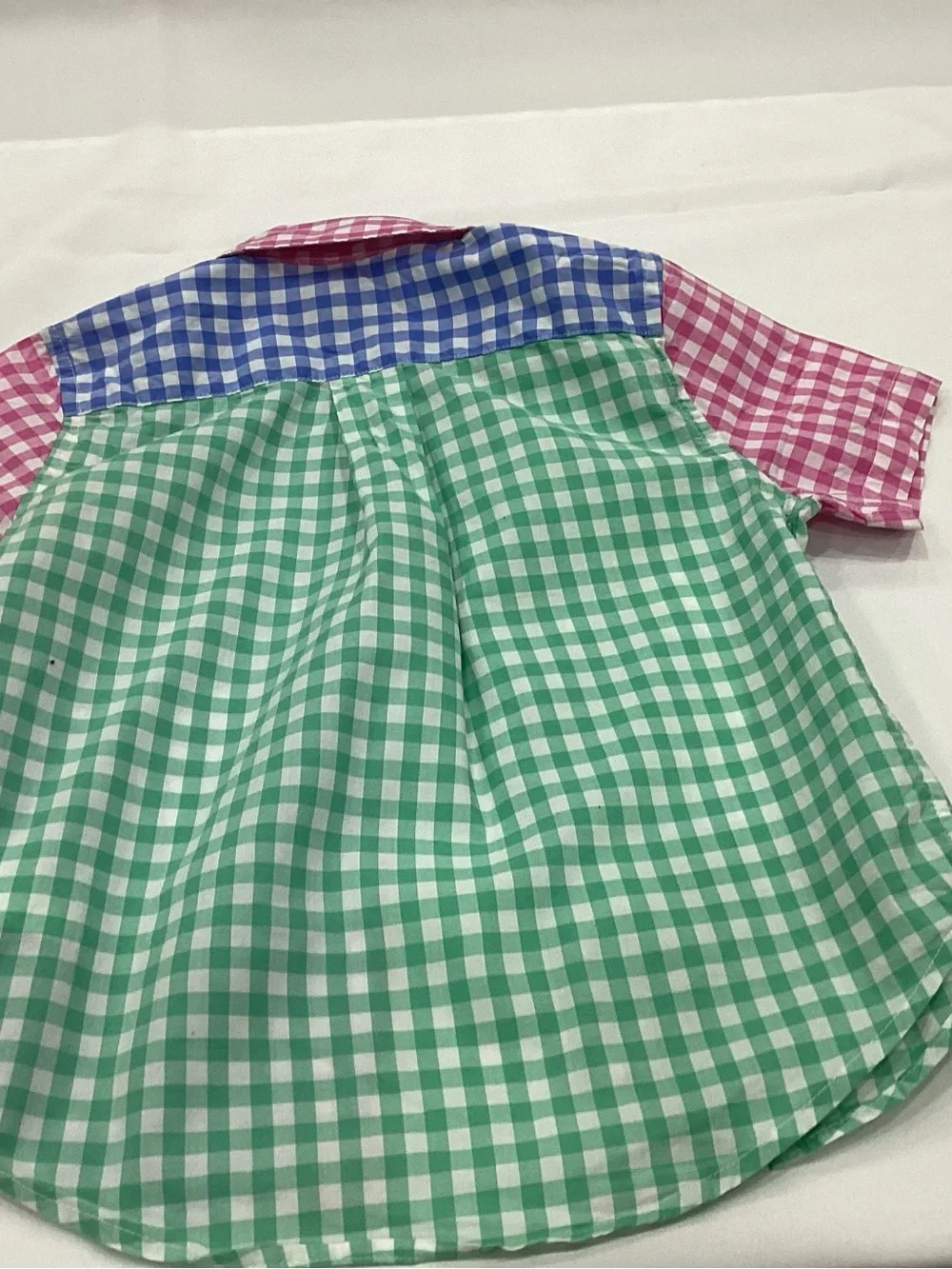Ralph Lauren Kids Colorblock Gingham Button-Down Shirt — Pink, Blue & Green